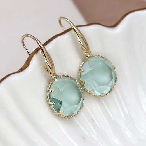 Decorative Faux Gold Set Pale Aqua Crystal Earrings by Peace of Mind